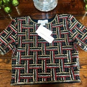 NWT Adrienne Vittadini sequin cocktail top Size M
